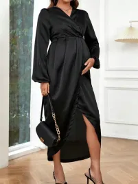 shein-sukienka-ciazowa-midi-dlugi-rekaw-czarny-rozmiar-44