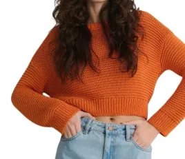 pomaranczowy-dzianinowy-sweter-gruby-splot-krotki-oversize-l
