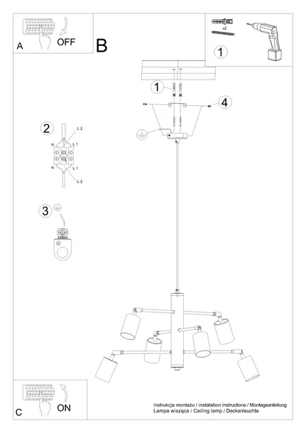 lampa-wiszaca-nowoczesna-biala-reflektorki-regulowane-6-pkt-sollux-waga-z-opakowaniem-2-6-kg