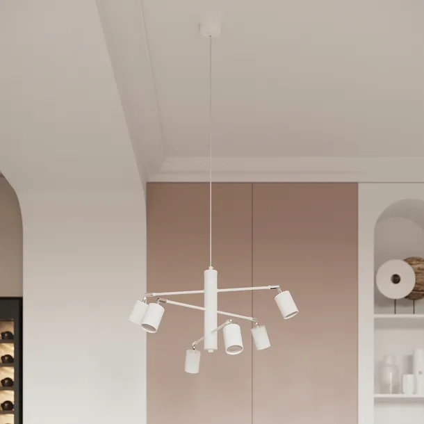 lampa-wiszaca-nowoczesna-biala-reflektorki-regulowane-6-pkt-sollux-zasilanie-sieciowe