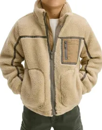 bezowa-kurtka-ocieplana-dlugi-rekaw-stojka-lampasy-nadruk-kieszenie