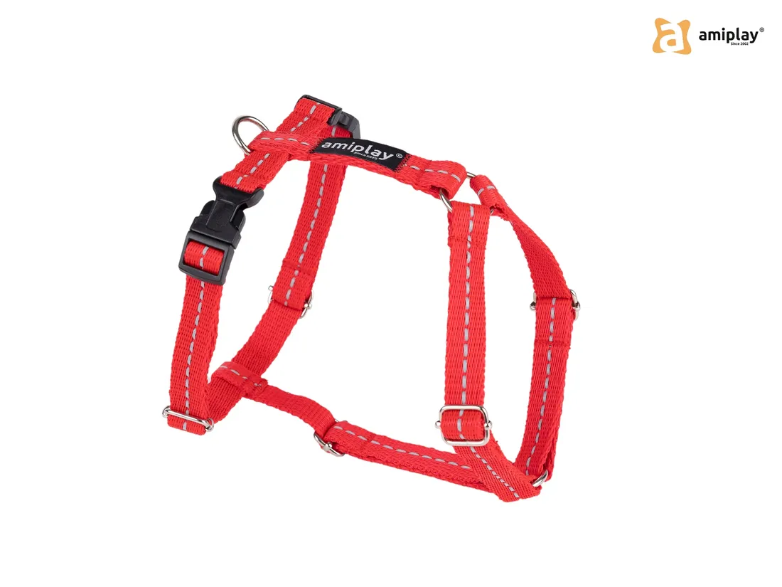 amiplay-szelki-regulowane-guard-reflective-m-czerwone-waga-z-opakowaniem-0-2-kg