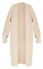 prettylittlething-sweter-damski-bezowy-luzny-do-polowy-lydki-rozmiar-l