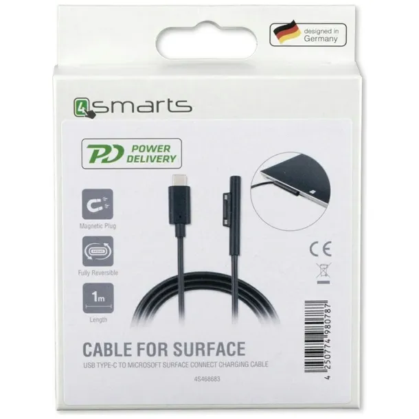 kabel-4smarts-connect-cable-usb-c-5a-1m-do-microsoft-surface-czarny-kod-producenta-468683