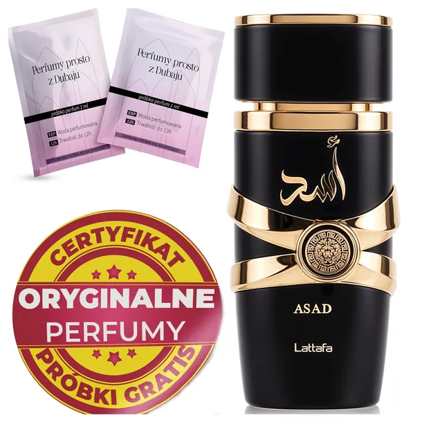 Perfumy Arabskie Męskie LATTAFA ASAD ORYGINAŁ + Próbki Certyfikat Naklejka