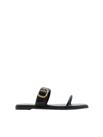 czarne-skorzane-klapki-z-ozdobna-klamra-kwadratowy-nosek