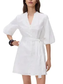 biala-klasyczna-azurowa-mini-sukienka-rekaw-3-4-wiazana-guziki-xl