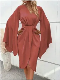 sukienka-midi-brudny-ciemny-roz-kopertowa-poszerzane-rekawy-shein-40-42