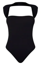 body-czarne-prazkowane-dopasowane-krotki-rekaw-top-prettylittlething-m