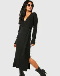 czarna-sukienka-midi-dlugi-rekaw-z-paskiem-dzianinowa-influence-m