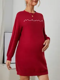 shein-sukienka-ciazowa-mini-dlugi-rekaw-czerwony-rozmiar-36