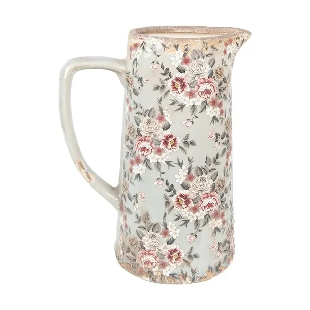 dzbanek-wazon-ceramiczny-szary-kwiaty-26-cm-srednica-21-cm