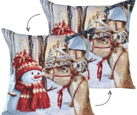 poszewka-gobelinowa-balwanek-renifer-45x45-tkana-dekoracyjna-swiateczna