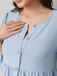 brudno-niebieska-maxi-prosta-klasyczna-sukienka-guziki-dlugi-rekaw-shein-38