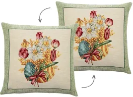 poszewka-kwiaty-bukiet-wiosna-45x45-dekoracyjna-zielona-gobelinowa-tkana