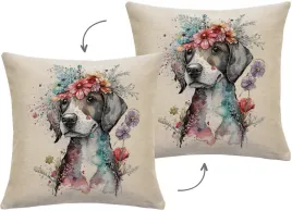 poszewka-malowany-pies-piesek-kwiaty-45x45-dekoracyjna-gobelin-tkana-bezowa