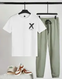 komplet-bialy-klasyczny-t-shirt-szare-spodnie-sciagacze-shein-xxl