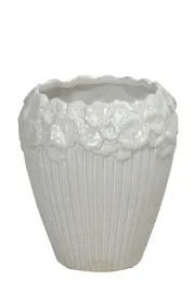 wazon-ceramika-bialy-zdobiony-kwiaty-wys-18-cm