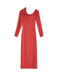 sukienka-czerwona-klasyczna-dopasowana-koktajlowa-dlugi-rekaw-reserved-xs
