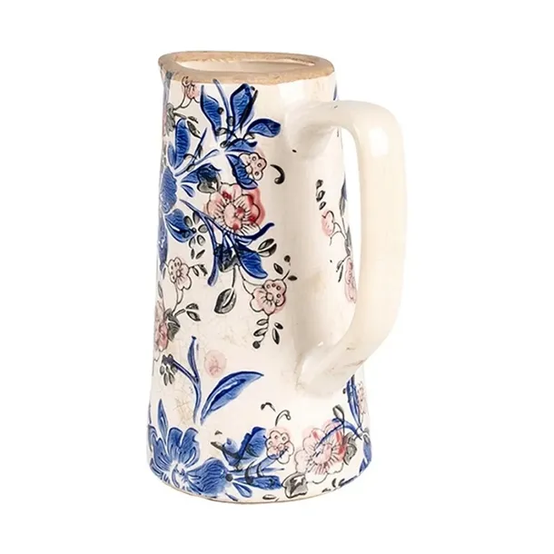 dzbanek-wazon-ceramiczny-bezowy-niebieskie-kwiaty-20-cm-srednica-16-cm