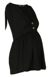 czarna-bluzka-bez-rekawow-guziki-wiazana-na-ramiaczkach