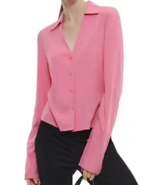 rozowa-krotka-koszula-z-dlugim-rekawem-kolnierzyk-gladka-guziki