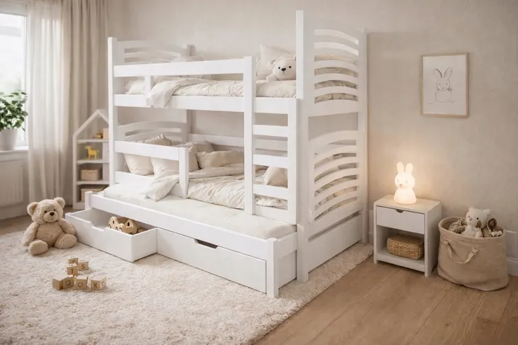 Łóżko piętrowe OLEK MINI 3 osobowe 160x75 MATERACE gratis