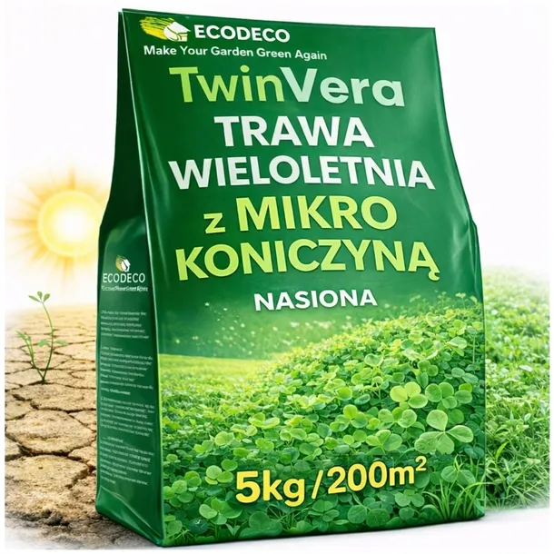 Trawa z Mikrokoniczyną Odporna na Suszę Koniczyna Samonawożąca 5kg 200m2