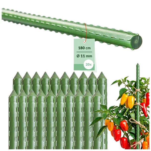 20x Tyczki do pomidorów 180 cm fi11 paliki do pomidorów tyczki do warzyw