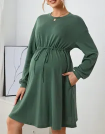 zielona-sukienka-mini-dlugi-rekaw-wiazanie-okragly-dekolt-shein-40-42