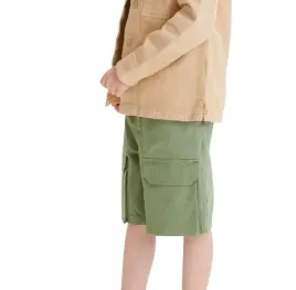 bawelniane-spodenki-zielone-szorty-klasyczne-proste-cargo-kieszenie