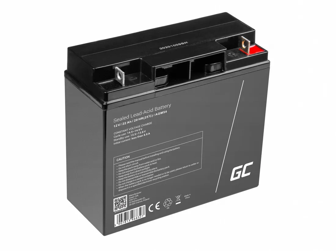 green-cell-agm-vrla-12v-22ah-bezobslugowy-akumulator-do-kosiarki-skutera-waga-z-opakowaniem-5-6-kg