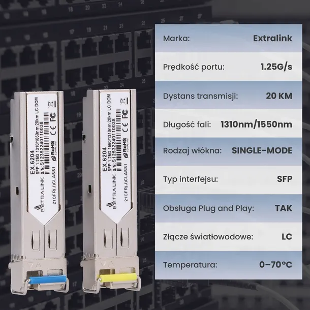 extralink-sfp-1-25g-or-modul-sfp-wdm-or-125gbps-1310-1550nm-single-mode-2-waga-z-opakowaniem-0-05-kg-certyfikat-ce