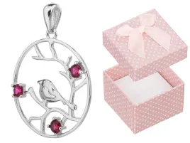 kolo-srebrna-rodowana-zawieszka-ptaszek-rozowe-cyrkonie-wisiorek-kolko-ptak