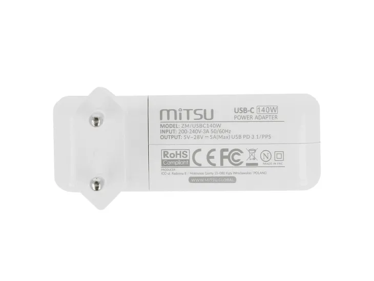 zasilacz-mitsu-140w-usb-type-c-usb-c-white-certyfikat-ce