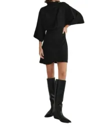 sukienka-mini-z-marszczeniem-klasyczna-prosta-szerokie-rekawy