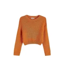 pomaranczowy-klasyczny-luzny-prosty-krotki-sweter-z-dlugim-rekawem-s