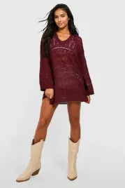 mini-sukienka-szydelkowa-plazowa-dlugi-rekaw-kolnierzyk-bordo-boohoo-s