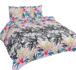 posciel-flanelowa-140x200-f-61a-liscie-palmy-kwiaty-szare-kolorowe