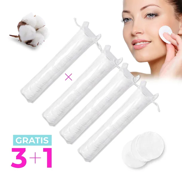 Płatki Kosmetyczne Waciki Cotton Pads 100% Bawełna w Tubie 3+1 - 600 Szt.