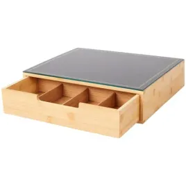 szafka-barowa-organizer-na-kawe-herbate-bambusowa-szklany-blat-czarny-ramka