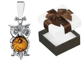 sowa-srebrna-oksydowana-zawieszka-bursztyn