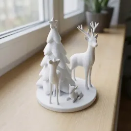 swiateczna-biala-ozdobna-scenka-zimowy-las-ze-zwierzetami