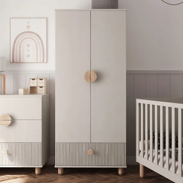 Szafa dwudrzwiowa LOFT z szufladą – Garderoba 186 cm - Kaszmir