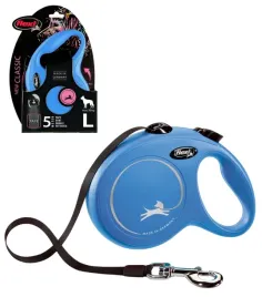 flexi-new-classic-smycz-automatyczna-niebieska-tasma-dla-psa-l-5m-do-50kg