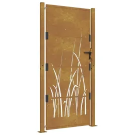 furtka-ogrodowa-105x205-cm-stal-kortenowska-motyw-trawy