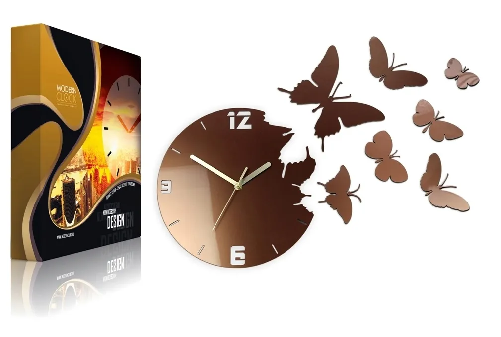 zegar-scienny-modernclock-brazowy-60cm-linia-motyle