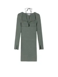 zielona-dzianinowa-sukienka-mini-dlugi-rekaw-dekolt-wiazany-klasyczna