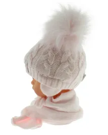 czapka-niemowleca-wiazana-z-szalikiem-dwa-pompony