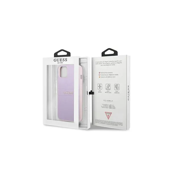 guess-saffiano-hot-stamp-and-metal-logo-etui-iphone-13-mini-liliowy-material-skora-ekologiczna